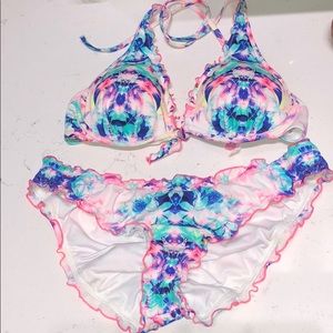 NWOT Victoria’s Secret Pink Watercolor Bikini Set